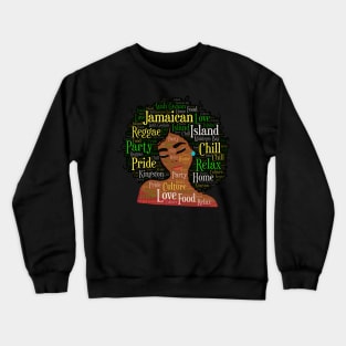 Jamaican Woman Words in Afro Crewneck Sweatshirt